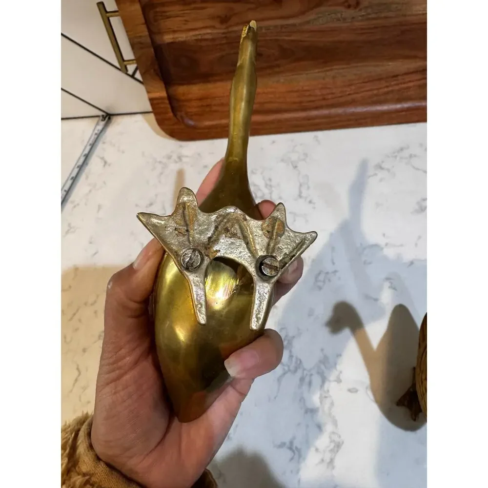 vintage solid brass goose figurines mid century modern cottage man cave granny